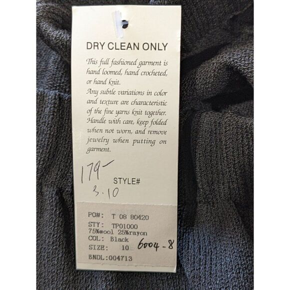 NWT TOULA Women's Black Wool Blend Textured Hand Knit Stretch Pants Size 10 - Picture 5 of 6